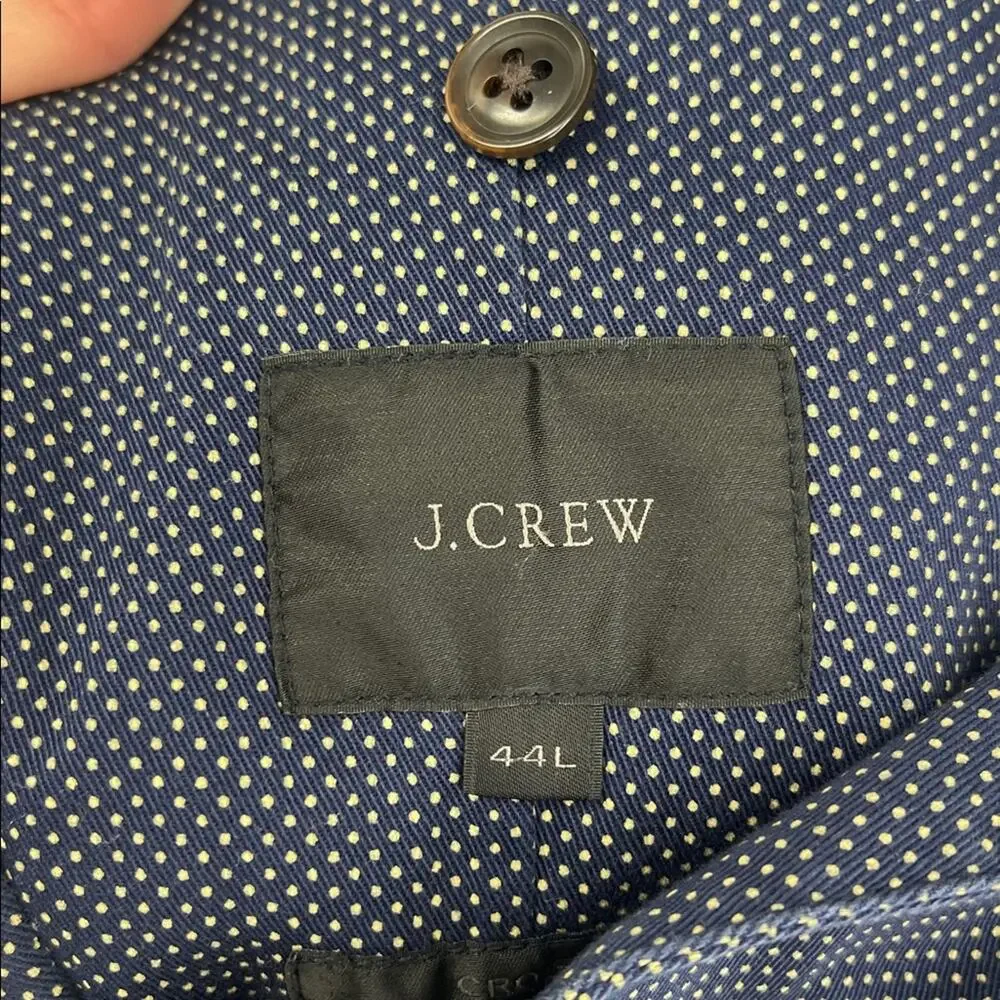 J. Crew Crosby unlined polka dot print two button double vent blazer sz 44L